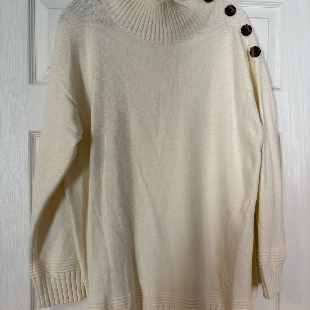 Elegant Cream Sweater with Button Detail